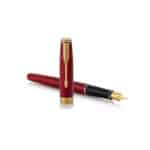 ΠΕΝΑ SONNET FOUNTAIN PEN RED LACQUER GOLD TRIM STEEL PARKER