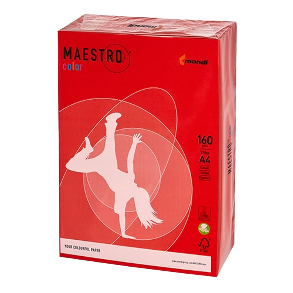 ΕΓΧΡΩΜΟ ΧΑΡΤΙ ΦΩΤΟΤΥΠΙΚΟΥ MAESTRO COLOR A4 160GR CO44 CORAL RED (ΚΟΚΚΙΝΟ) 250 ΦΥΛΛΑ MONDI - Image 1