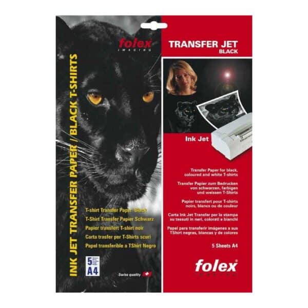 ΣΙΔΕΡΟΤΥΠΟ ΧΑΡΤΙ ΜΕΤΑΦΟΡΑΣ ΓΙΑ T-SHIRT ΜΑΥΡΟ 5ΦΥΛΛΑ TRANSFER JET ST FOLEX