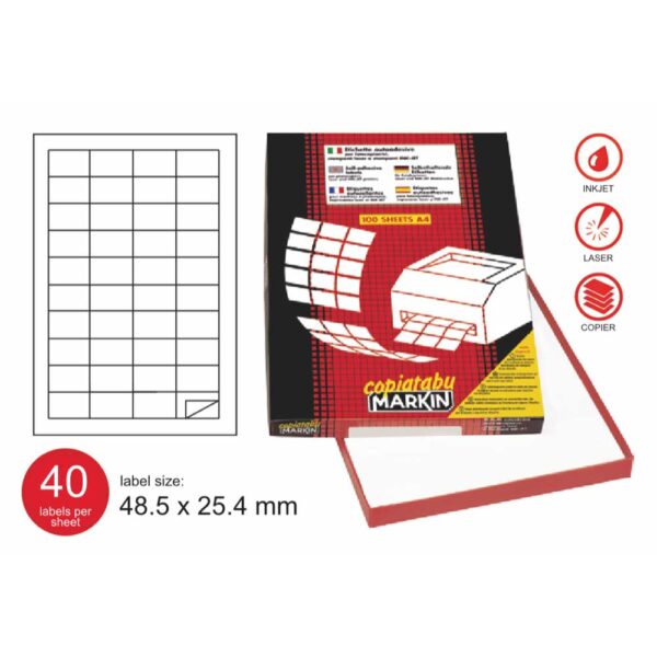 ΕΤΙΚΕΤΕΣ ΕΚΤΥΠΩΤΩΝ ΑΥΤΟΚΟΛΛΗΤΕΣ Α4 48,5mm×25,40mm C553 MARKIN