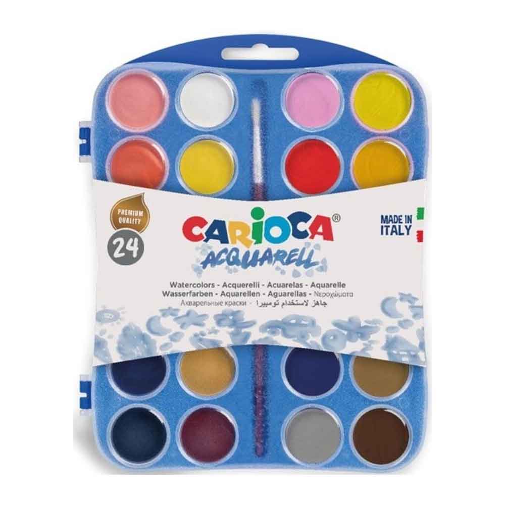 4500148-aquarella-mpogies-tempera-24tmx-carioca ΝΕΡΟΜΠΟΓΙΕΣ 24ΤΜΧ ΜΕ ΠΙΝΕΛΟ ΣΕ ΘΗΚΗ CARIOCA - Image 1