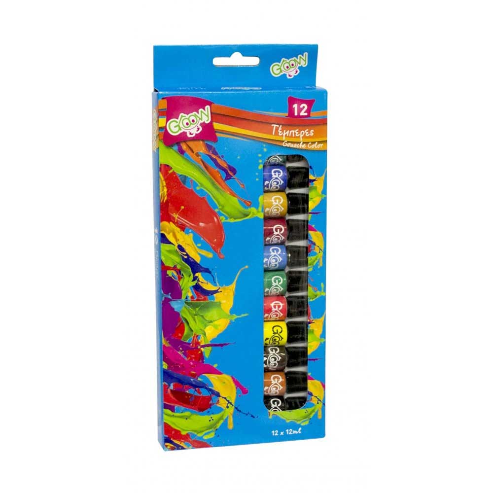 8080085-temperes-12tmx-groovy ΤΕΜΠΕΡΕΣ ΣΕΤ 12 ΧΡΩΜΑΤΩΝ 12ML ΣΕ ΧΑΡΤΙΝΟ ΚΟΥΤΙ GROOVY - Image 1