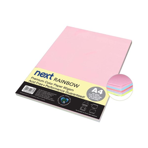ΧΑΡΤΙ ΕΓΧΡΩΜΟ ΣΕΤ 5 ΧΡΩΜΑΤΩΝ 100 ΣΕΛΙΔΕΣ 80GR RAINBOW NEXT