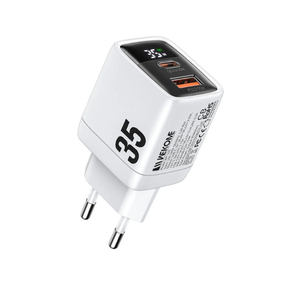 3230064-antaptoras-fortisis-qc3-0-power-delivery-gan-usb-a-usb-c-35w-wp-u25-wekome-_0003_Layer 1 ΑΝΤΑΠΤΟΡΑΣ ΦΟΡΤΙΣΗΣ QC3.0 & POWER DELIVERY GaN USB-A USB-C 35W WP-U25 WHITE ΛΕΥΚΟΣ WEKOME - Image 1