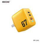 ΑΝΤΑΠΤΟΡΑΣ ΦΟΡΤΙΣΗΣ QC3.0 & POWER DELIVERY GaN 2xUSB-C USB-A 67W WP-U141 YELLOW ΚΙΤΡΙΝΟ WEKOME - Image 2