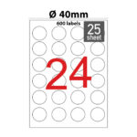 ΕΤΙΚΕΤΕΣ ΕΚΤΥΠΩΤΩΝ ΑΥΤΟΚΟΛΛΗΤΕΣ ΣΤΡΟΓΓΥΛΕΣ Φ40mm 25 ΦΥΛΛΑ Α4 600 ΕΤΙΚΕΤΕΣ TL2431-25 TYPOTRUST