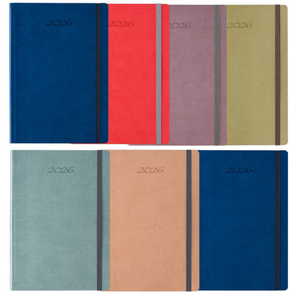 ΗΜΕΡΟΛΟΓΙΟ ΗΜΕΡΗΣΙΟ ΜΕ ΕΥΚΑΜΠΤΟ ΕΞΩΦΥΛΛΟ ΔΕΡΜΑΤΙΝΗ ΚΑΙ ΛΑΣΤΙΧΟ KOLORO 14x21 2026 ΛΙΝΑΡΔΑΤΟΣ