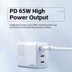 ΑΝΤΑΠΤΟΡΑΣ ΦΟΡΤΙΣΗΣ QC3.0 & POWER DELIVERY GaN 1xUSB-A 2xUSB-C 65W WP-U66 WHITE ΛΕΥΚΟΣ WEKOME - Image 2