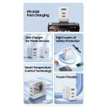ΑΝΤΑΠΤΟΡΑΣ ΦΟΡΤΙΣΗΣ QC3.0 & POWER DELIVERY GaN 1xUSB-A 2xUSB-C 65W WP-U66 WHITE ΛΕΥΚΟΣ WEKOME - Image 4