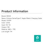 ΚΑΛΩΔΙΟ ΦΟΡΤΙΣΗΣ ΓΙΑ APPLE WATCH USB-C 5W 1m EA399 ΛΕΥΚΟ DEVIA - Image 6