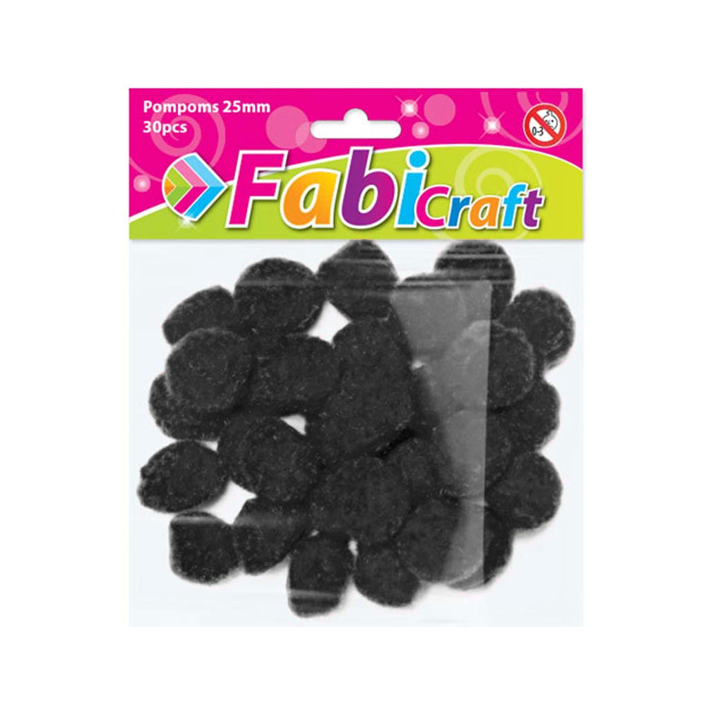 pon-pon-ylika-cheirotechnias-diy-25mm-30-temachia-mavro-fabi ΠΟΝ ΠΟΝ ΥΛΙΚΑ ΧΕΙΡΟΤΕΧΝΙΑΣ & DIY 25mm 30 ΤΕΜΑΧΙΑ ΜΑΥΡΟ FABI - Image 1