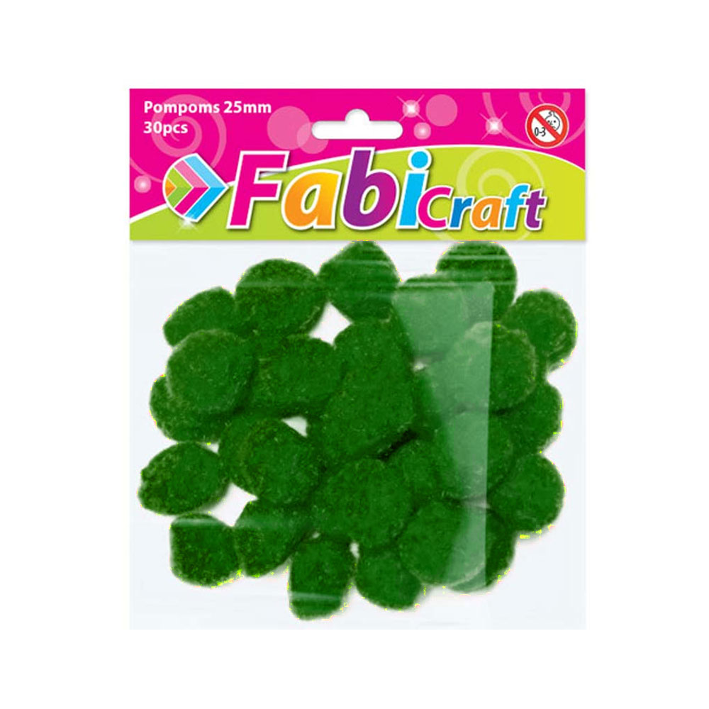pon-pon-ylika-cheirotechnias-diy-25mm-30-temachia-prasino-fabi ΠΟΝ ΠΟΝ ΥΛΙΚΑ ΧΕΙΡΟΤΕΧΝΙΑΣ & DIY 25mm 30 ΤΕΜΑΧΙΑ ΠΡΑΣΙΝΟ FABI - Image 1