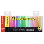 ΜΑΡΚΑΔΟΡΟΣ ΥΠΟΓΡΑΜΜΙΣΗΣ ΣΕΤ BOSS ORIGINAL - DESK SET 15 ΤΕΜΑΧΙΩΝ (9 NEON & 6 PASTEL) STABILO