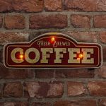 ΦΩΤΙΣΤΙΚΟ ΔΙΑΚΟΣΜΗΤΙΚΟ RETRO METAL SIGN LED FRESH BREWED COFFEE FOREVER LIGHT