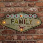 ΦΩΤΙΣΤΙΚΟ ΔΙΑΚΟΣΜΗΤΙΚΟ RETRO METAL SIGN LED WELCOME FAMILY FOREVER LIGHT