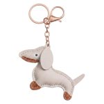 ΜΠΡΕΛΟΚ ΔΙΑΚΟΣΜΗΤΙΚΟ UNIVERSAL CHAIN BEIGE ECO-LEATHER ΣΚΥΛΟΣ DACHSHUND TFO