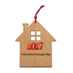 ΓΟΥΡΙ ΞΥΛΙΝΟ ΚΡΕΜΑΣΤΟ ΣΠΙΤΑΚΙ 2027 ΜΕ ΚΟΚΚΙΝΟ PLEXIGLASS 18X15 CM 93-4172 XMASFEST
